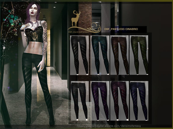 Sims 4 Leather trousers with diagonal stripes by DanSimsFantasy at TSR