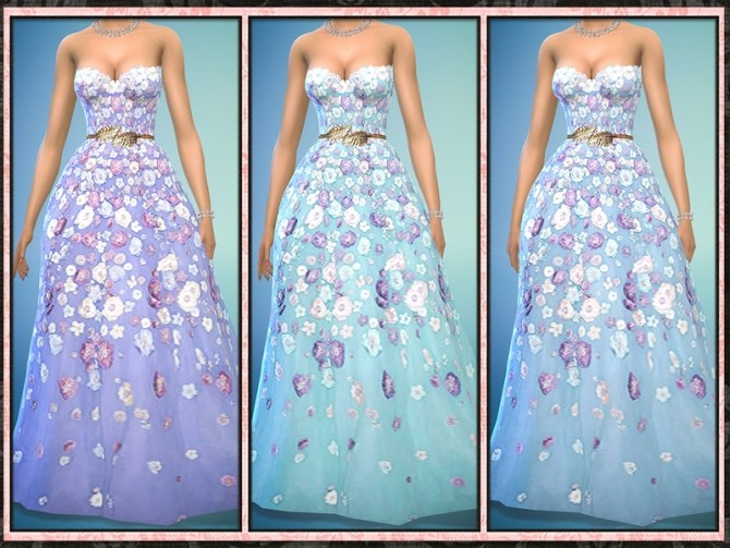 Sims 4 Spring Floral Strapless Ball Gown at 5Cats