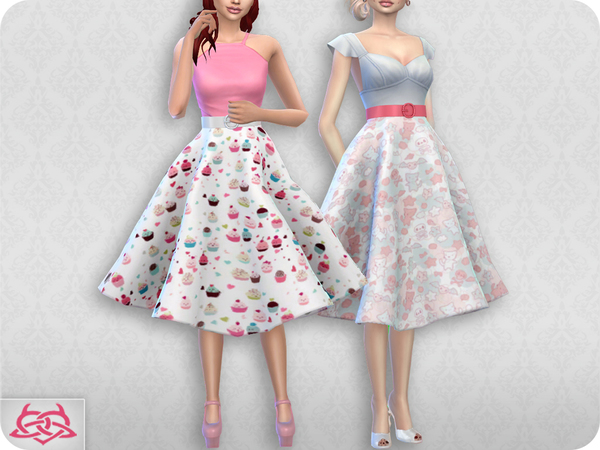 Sims 4 Vintage Basic skirt 2 RECOLOR 4 by Colores Urbanos at TSR
