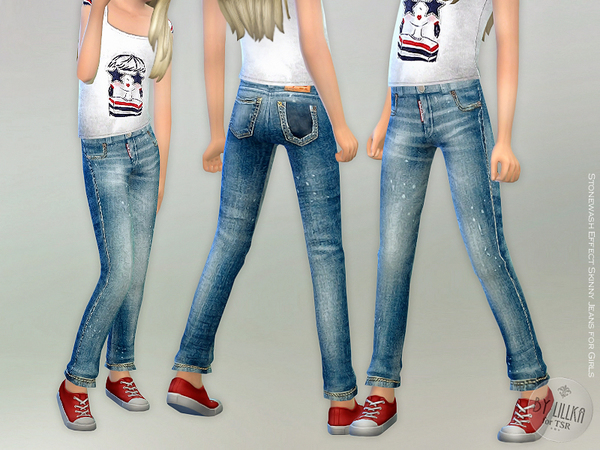 Sims 4 Stonewash Effect Skinny Jeans by lillka at TSR