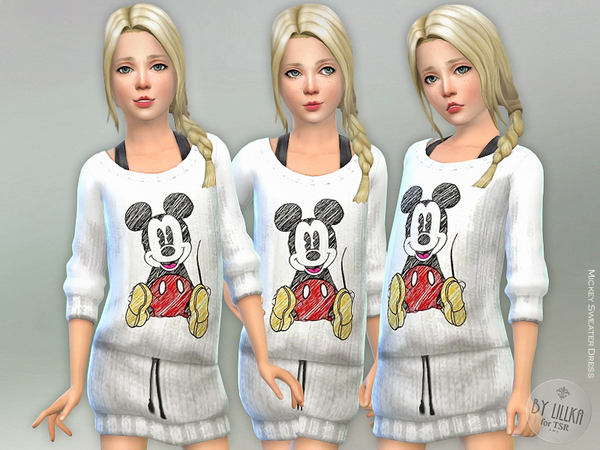 Sims 4 Mickey Sweater Dress by lillka at TSR