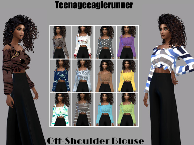 Sims 4 Off Shoulder Blouse Recolor at Teenageeaglerunner
