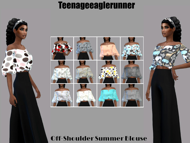 Sims 4 Off Shoulder Summer Blouse Recolor at Teenageeaglerunner