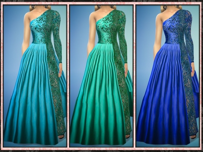 Sims 4 Designer ZM Lace Panel Satin Gown at 5Cats