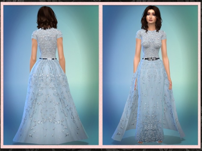 Sims 4 Layer Sheer Tulle Double Skirt Gown at 5Cats