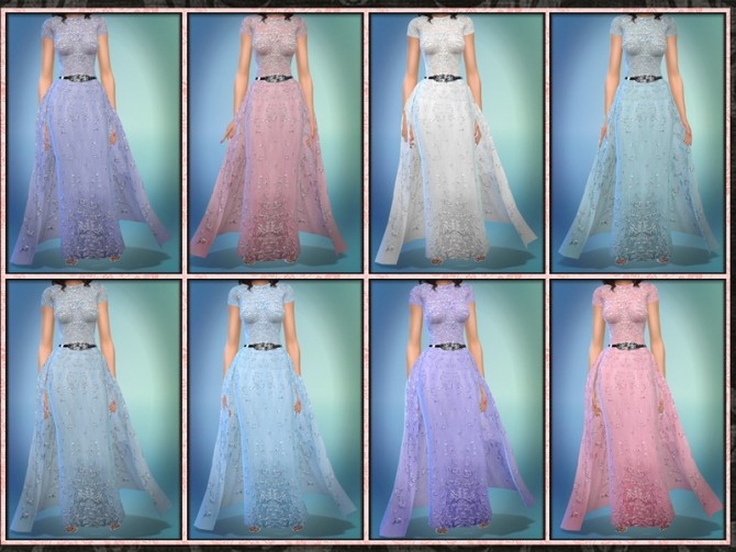 Sims 4 Layer Sheer Tulle Double Skirt Gown at 5Cats