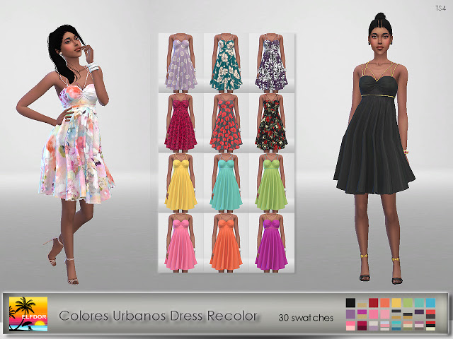 Sims 4 Colores Urbanos Dress Recolor at Elfdor Sims