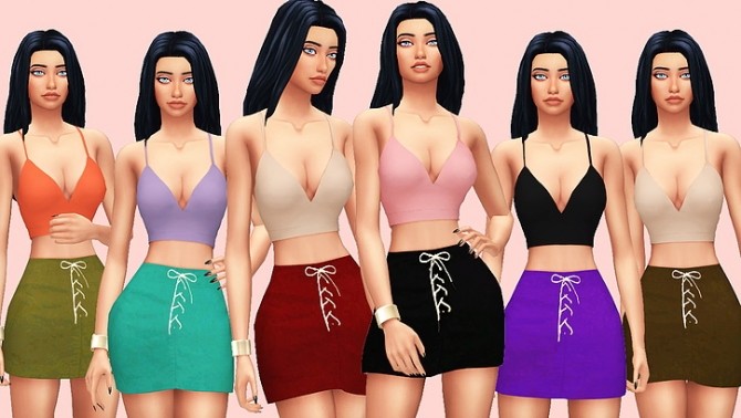 Sims 4 Lace up skirt at Kass