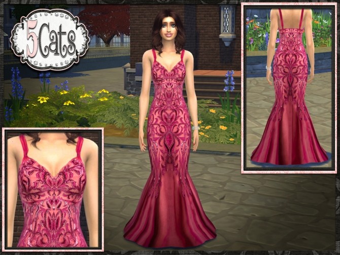 Sims 4 Sequin Embellished Slinky Mermaid Gown at 5Cats