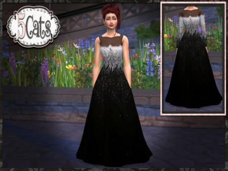 Black Silver Tulle Gown at 5Cats