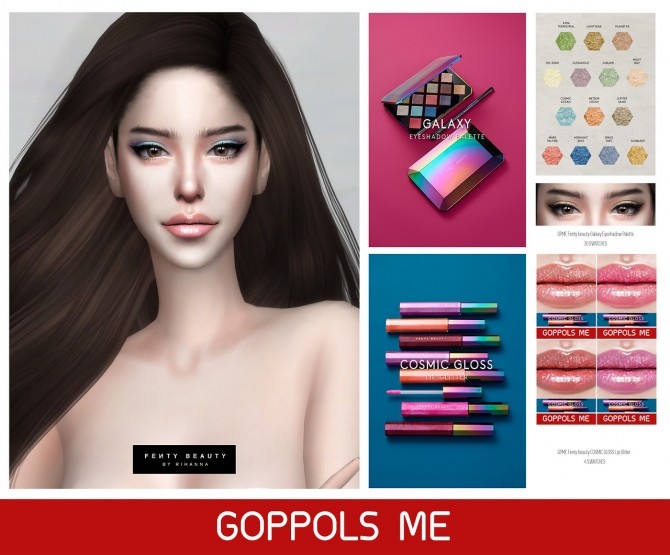 Sims 4 Galaxy Eyeshadow Palette + COSMIC GLOSS Lip Glitter at GOPPOLS Me
