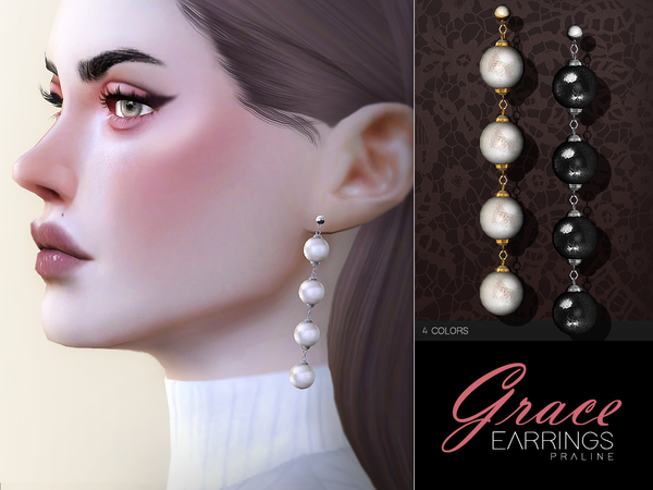 Sims 4 Grace Earrings by Pralinesims at TSR