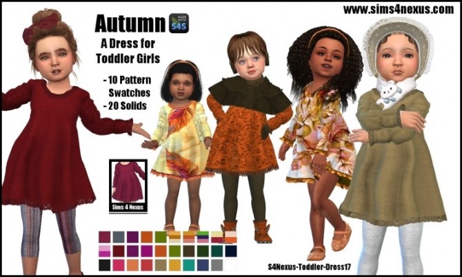 Sims 4 Autumn dress by SamanthaGump at Sims 4 Nexus