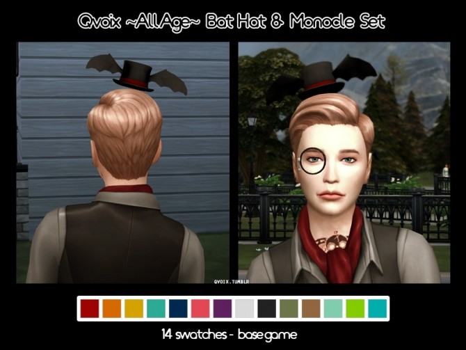 Sims 4 Bat Hat & Monocle Glasses Set at qvoix – escaping reality