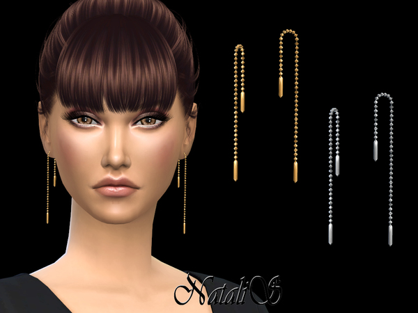 Sims 4 Simple Chain Drop Earrings by NataliS at TSR