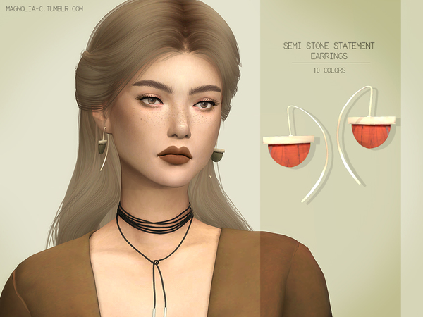 Sims 4 Semi Stone Statement Earrings by magnolia c at TSR