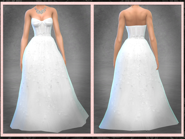 Sims 4 GH Floral Strapless Corset Wedding Gown RS18 by Five5Cats at TSR