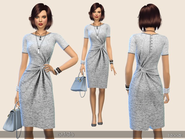 Sims 4 Grigio tube dress by Paogae at TSR