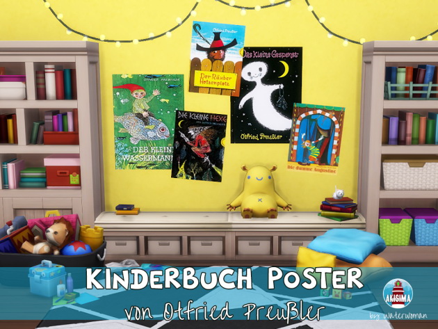 Sims 4 Otfried Preußlers books for kids as posters by Waterwoman at Akisima