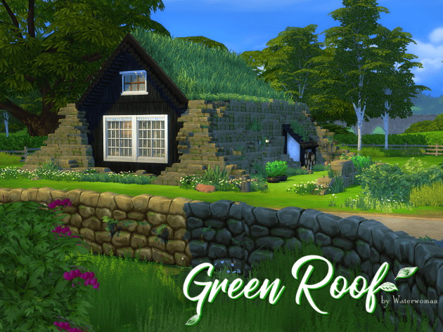 Sims 4 Green Roof home by Waterwoman at Akisima