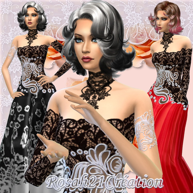 Sims 4 Lace dress by Rosah at Sims Dentelle