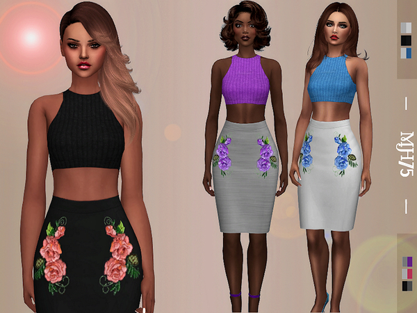 Sims 4 Karima Outfit Top & Skirt by Margeh 75 at TSR