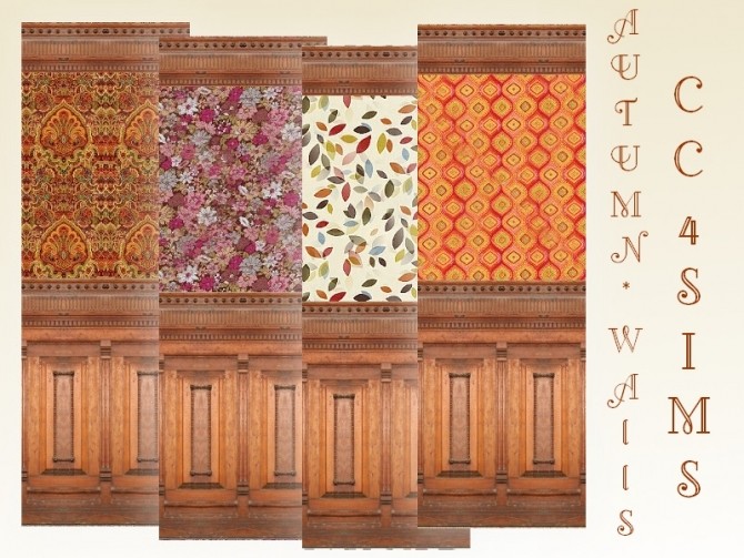 Sims 4 Autumn walls by Christine at CC4Sims