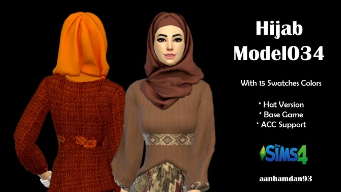 Sims 4 Hijab Model 033 & 034 With Kikan Collections at Aan Hamdan Simmer93