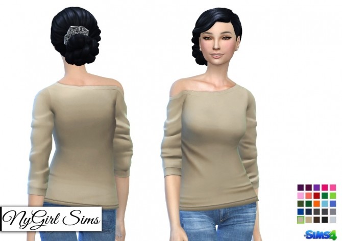 Sims 4 Off Shoulder Long Tee at NyGirl Sims