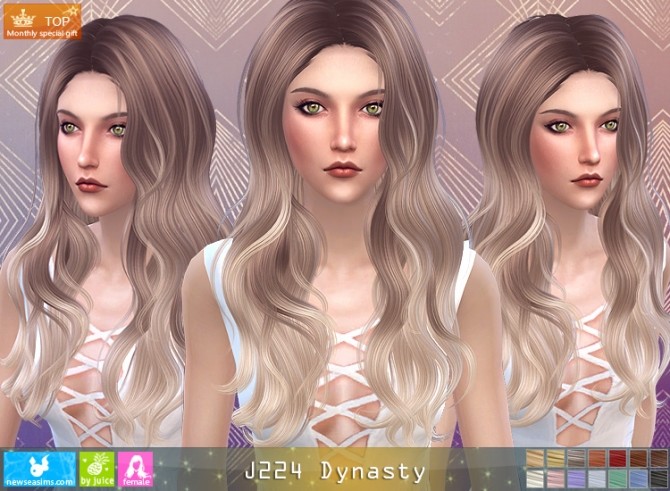 Sims 4 J224 Dynasty hair (Pay) at Newsea Sims 4