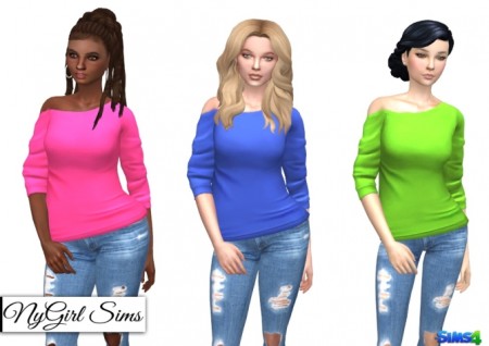 Off Shoulder Long Tee at NyGirl Sims » Sims 4 Updates