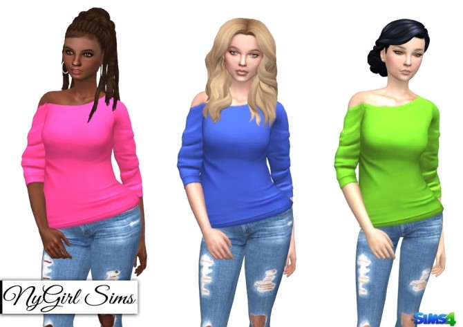 Sims 4 Off Shoulder Long Tee at NyGirl Sims