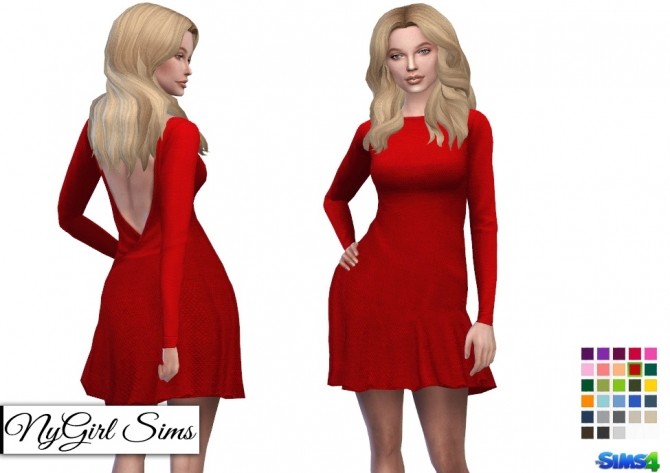 Sims 4 Open Back Fall Flare Dress at NyGirl Sims