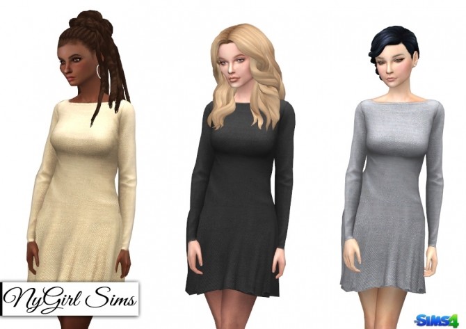 Sims 4 Open Back Fall Flare Dress at NyGirl Sims