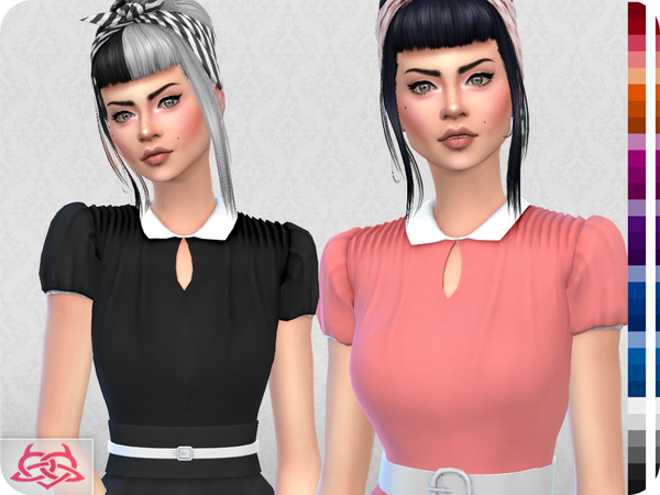 Sims 4 The Vanora Blouse RECOLOR 2 by Colores Urbanos at TSR