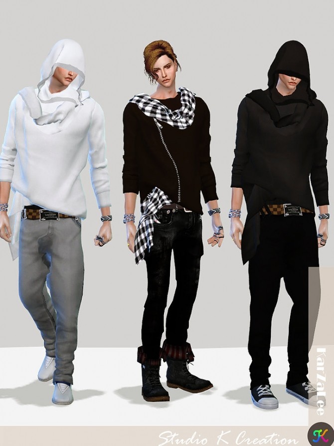 Sims 4 Dark Souls Mage of Kai top & hoodie hat at Studio K Creation