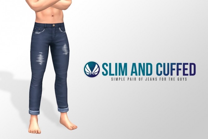 Sims 4 Slim and Cuffed Set of Jeans for guys at Simsational Designs