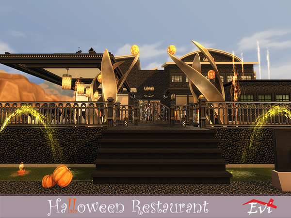 Sims 4 Halloween Restaurant by evi at TSR