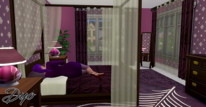 Sims 4 Purple bedroom NSBC by Dyokabb at Les Sims4