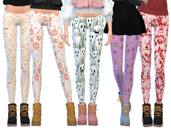 Sims 4 Halloween Themed Leggings by Wicked Kittie at TSR