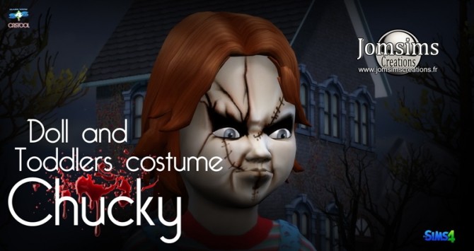 Sims 4 Chucky doll costume set at Jomsims Creations