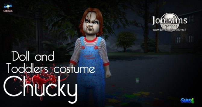 Sims 4 Chucky doll costume set at Jomsims Creations