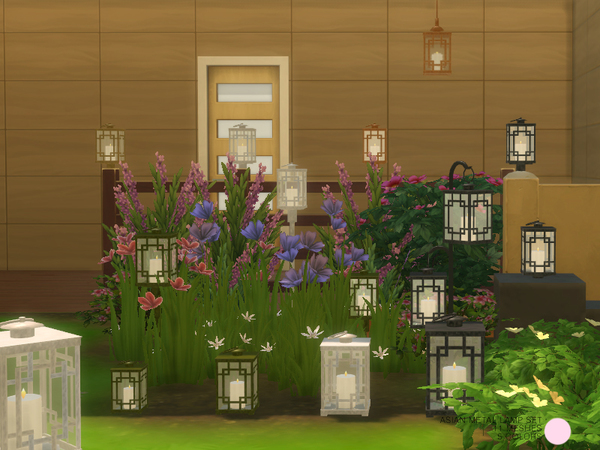 Sims 4 Asian Metal Lamp Set by DOT at TSR
