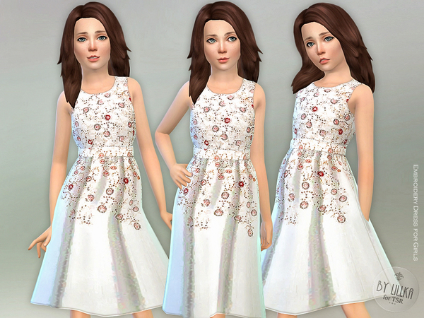 Sims 4 Embroidery Dress for Girls by lillka at TSR