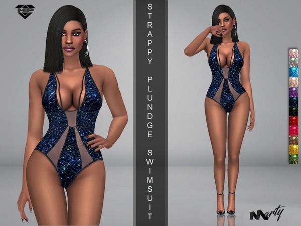 Sims 4 MP Strappy Plunge Swimsuit by MartyP at TSR