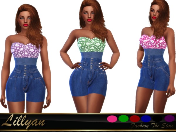 Sims 4 Lillyan style jumpsuit short by LYLLYAN at TSR