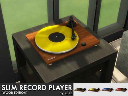 Slim Record Player Turntable (Wood edition) at Simobjects by Ellen
