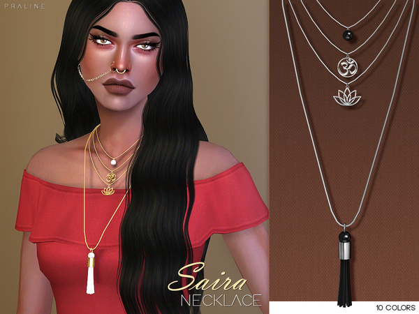 Sims 4 Saira Set 2 earrings & 2 necklaces by Pralinesims at TSR