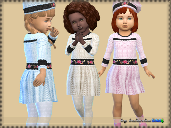 Sims 4 Dress Knitted Flower by bukovka at TSR