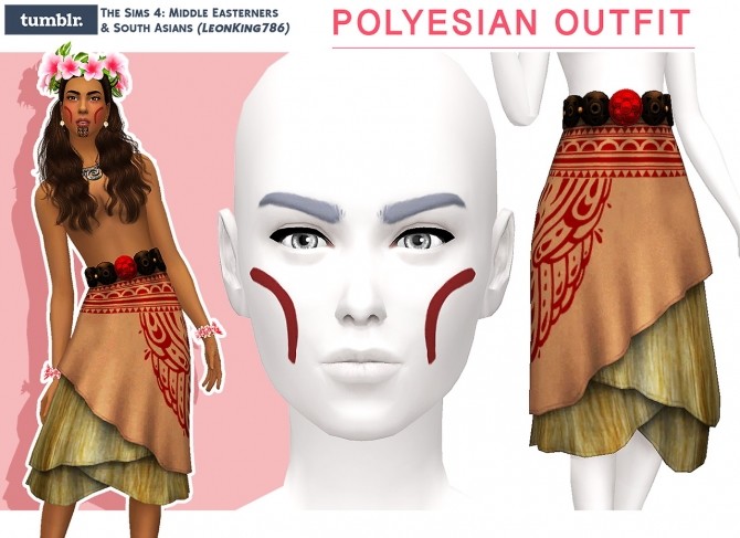 Sims 4 Polyesian Outfit and Painted Face at The Sims 4 Middle Easterners & South Asians